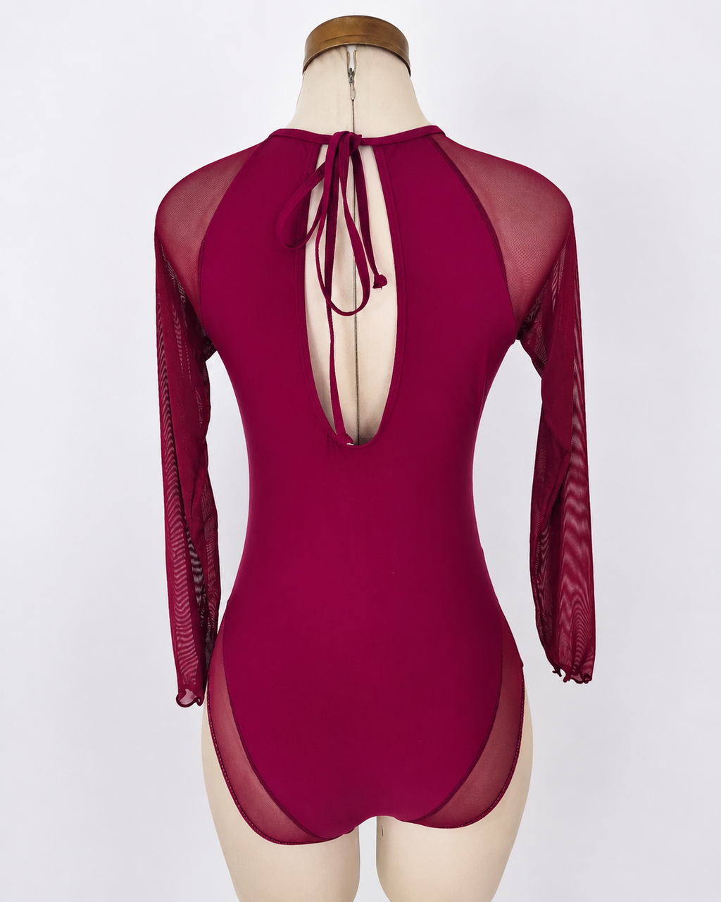 Traje de baño de 1 pieza con cuello redondo, mangas raglán, ajustable - imagen 2