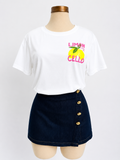 Camiseta blanca de manga corta y cuello redondo, Limoncello