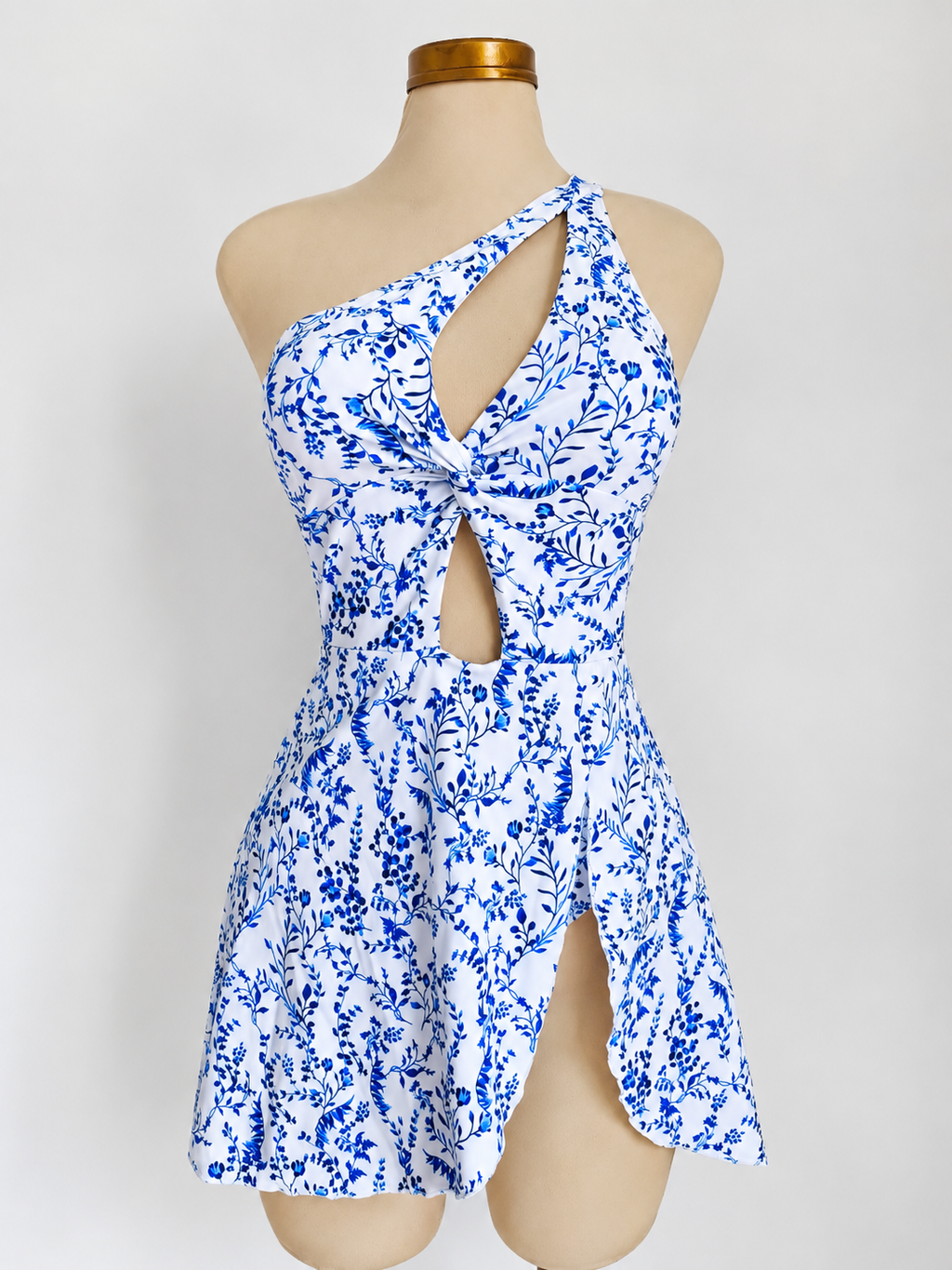 Traje de baño de 1 pieza con estampado blanco y azul