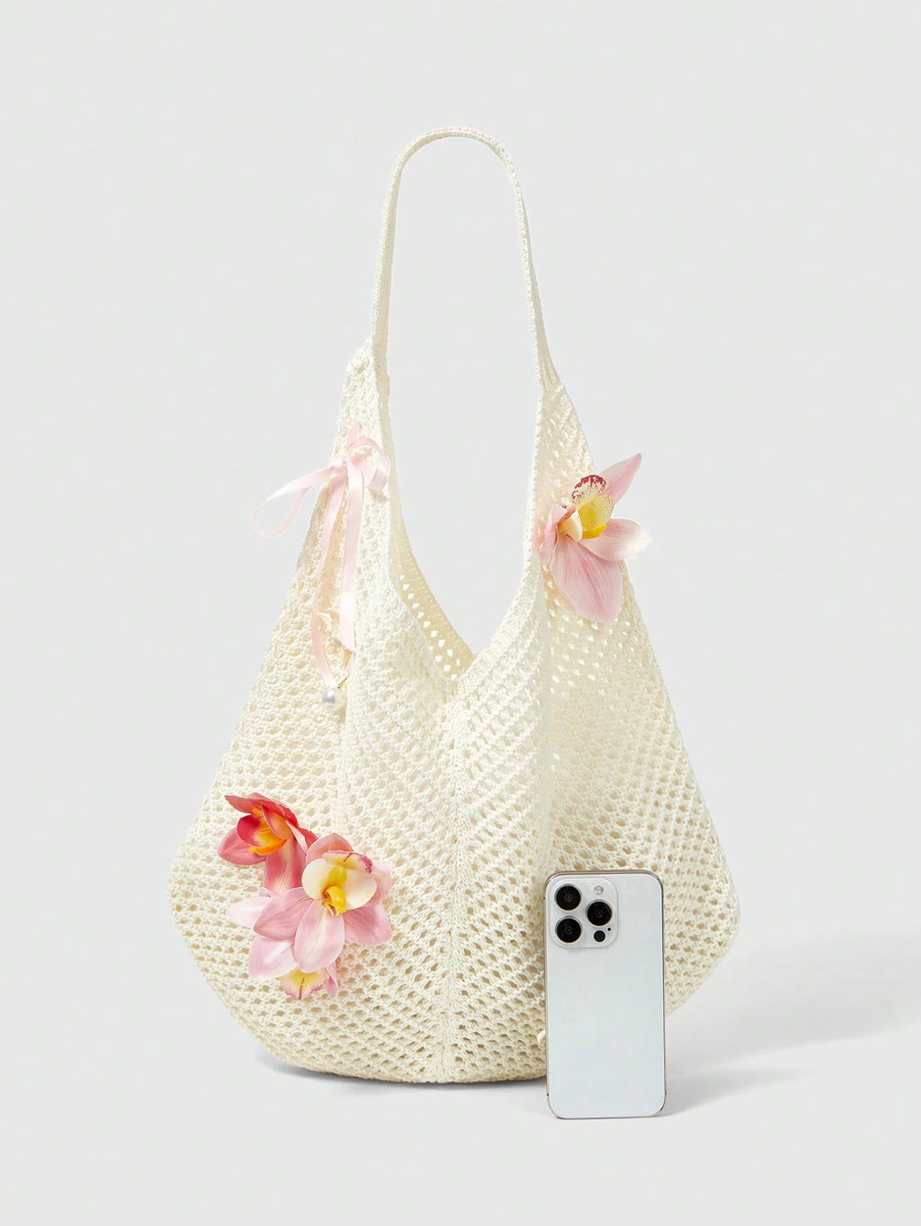 Bolso de playa tejido beige y accesorios - imagen 3