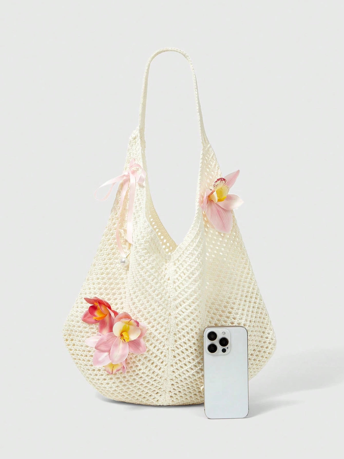 Bolso de playa tejido beige y accesorios - imagen 3
