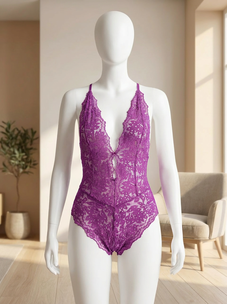 Lencería tipo body sin entrepierna con escote halter - imagen 3