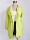 Blazer largo color lima, sin botones estilo princesa de sarga