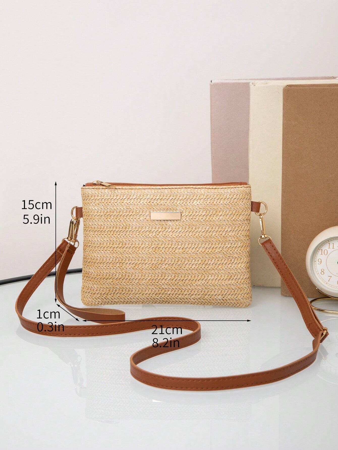 Bolso café de hombro de paja - imagen 4