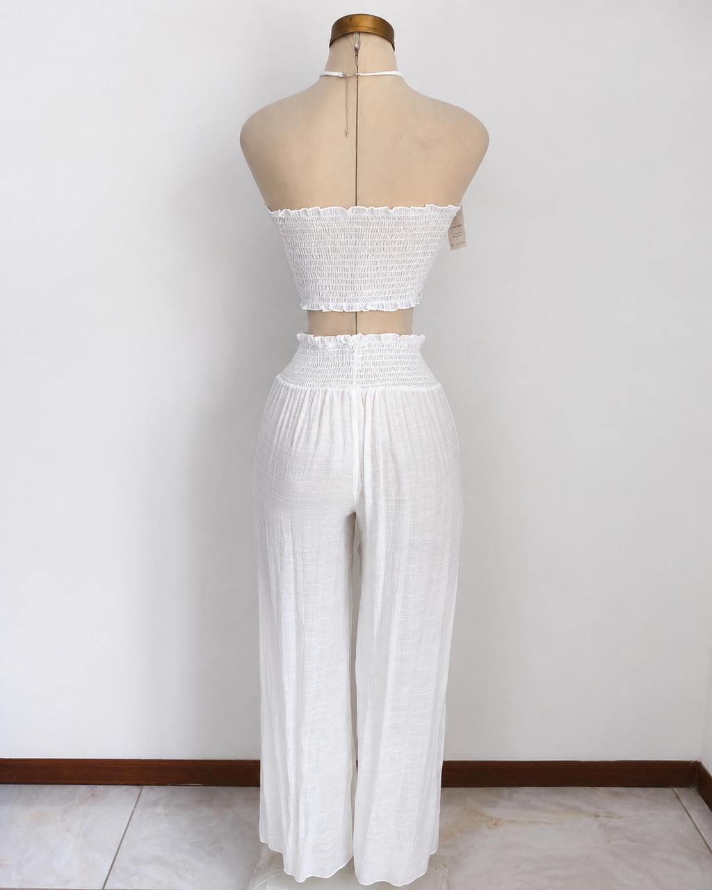 Conjunto de 2 piezas de top corto y pantalones de pierna ancha, salida de playa - imagen 2