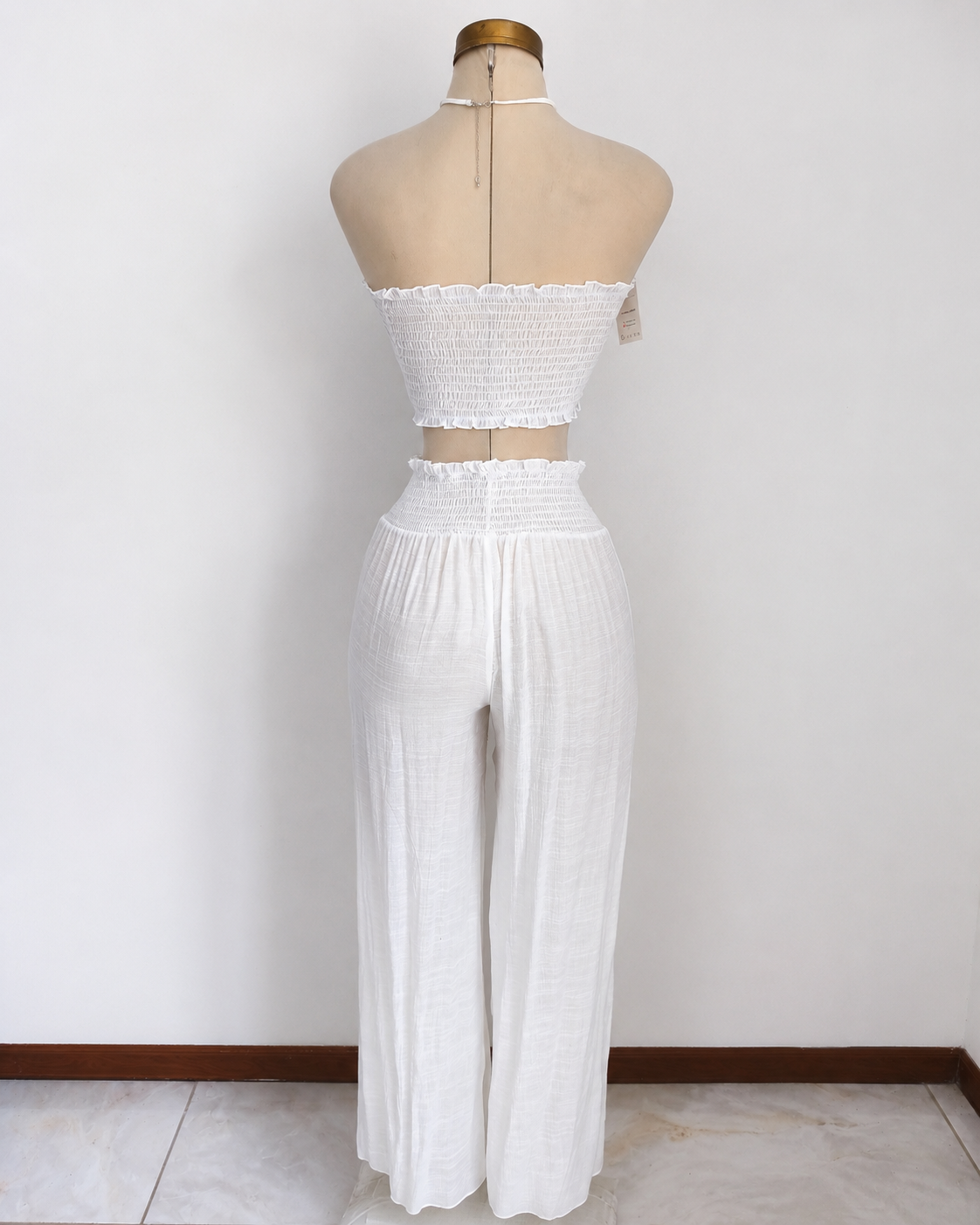 Conjunto de 2 piezas de top corto y pantalones de pierna ancha, salida de playa - imagen 2