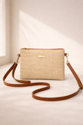 Bolso café de hombro de paja