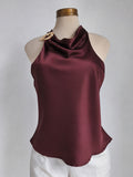 Blusa de satén con cuello halter