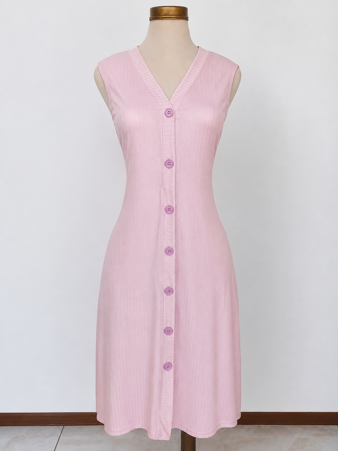 Camisón de punto acanalado con botones delanteros