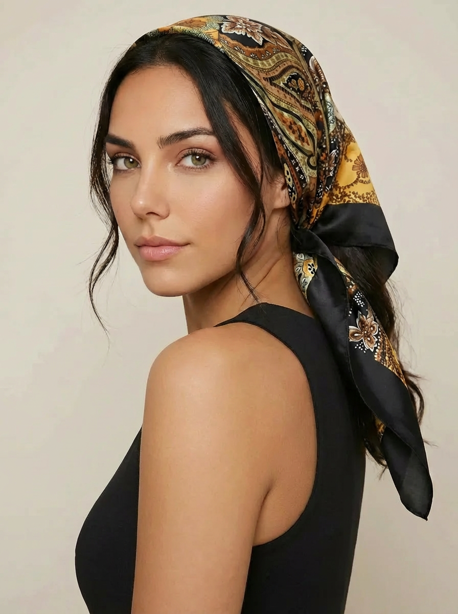 Pañuelo bandana con estampado de cachemira y patrón de paisley