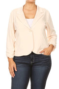 Blazer beige Talla Plus con cierre de botón