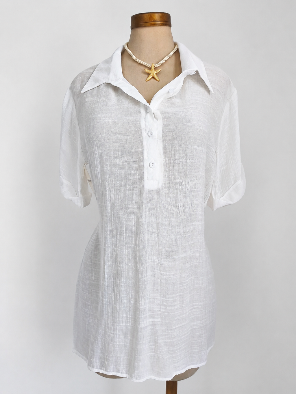 Salida de playa blanca, vestido liso con mangas