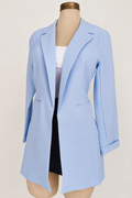 Blazer largo baby blue, sin botones estilo princesa de sarga