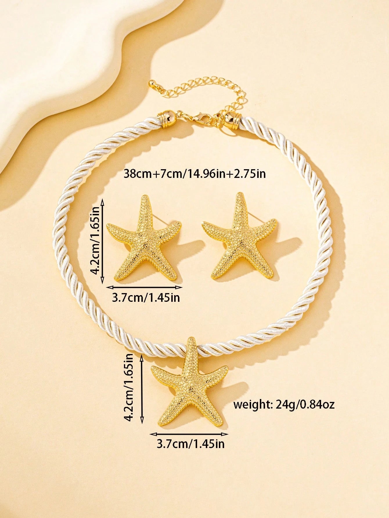Set de aretes y collar en forma de estrella dorada - Modelo 2 - imagen 3