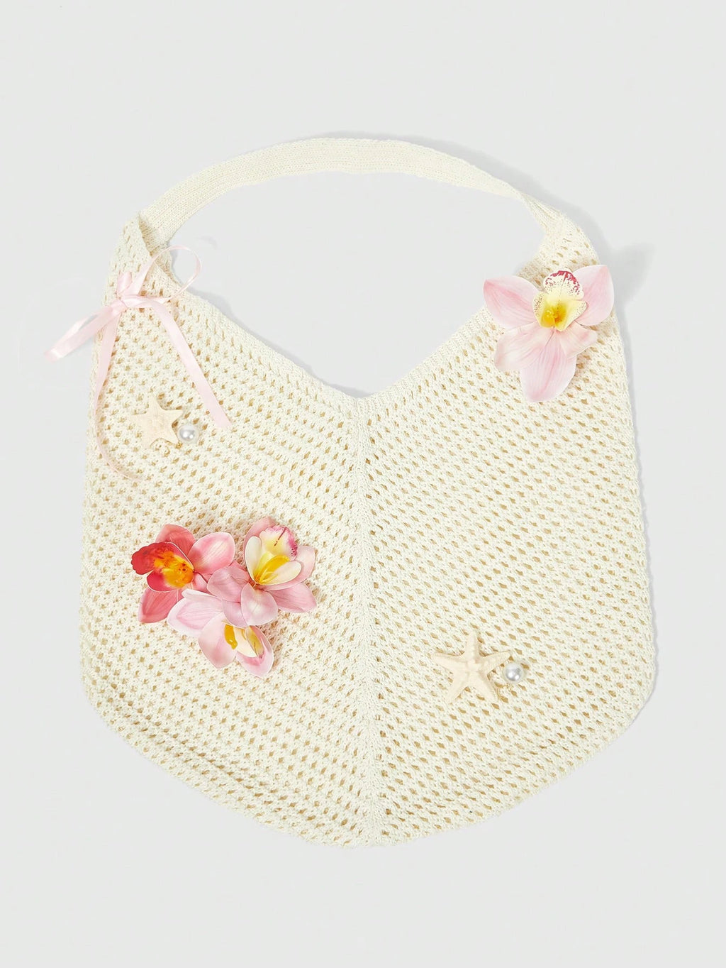Bolso de playa tejido beige y accesorios - imagen 2