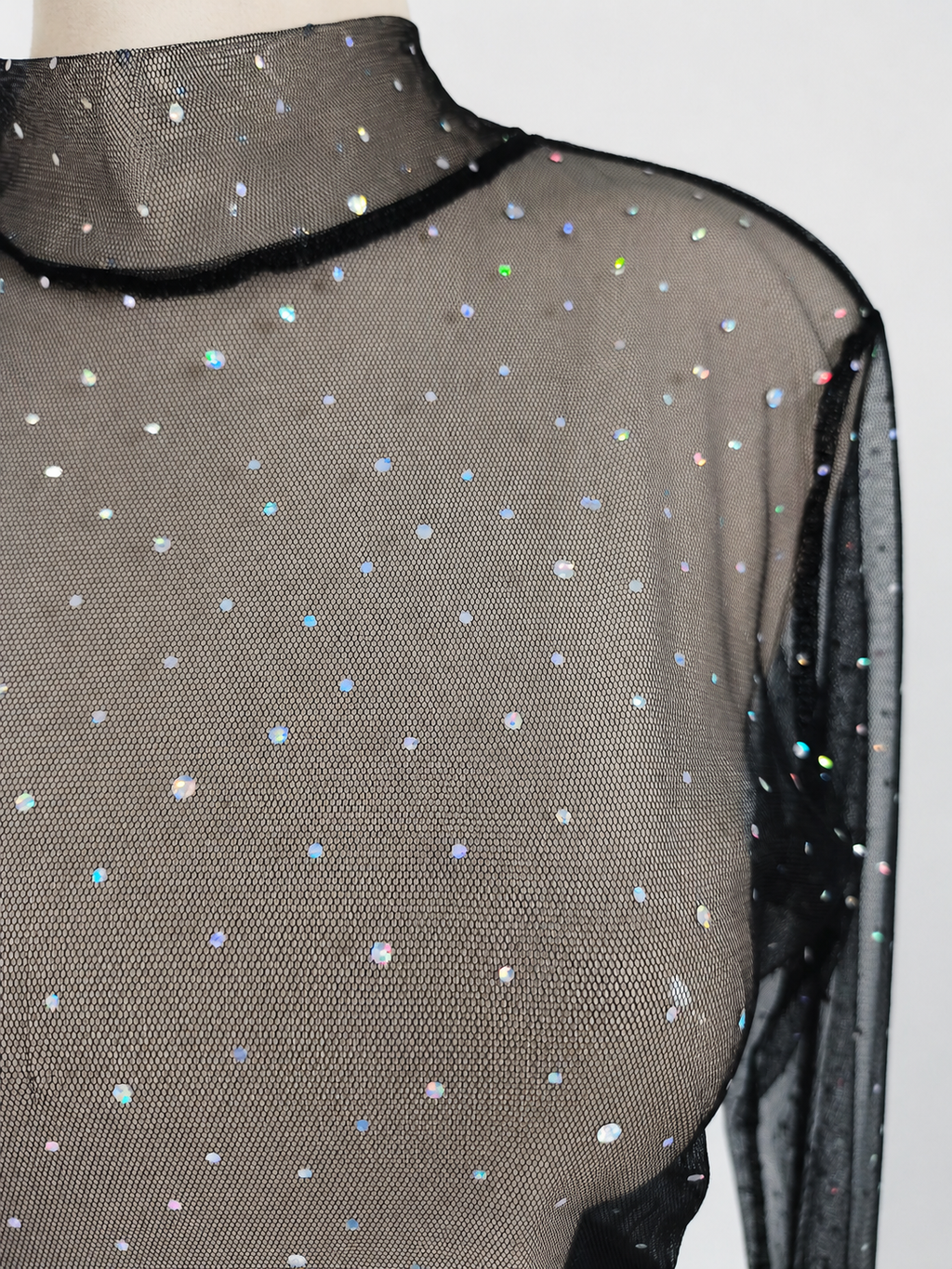 Top de manga larga transparente con cuello alto - imagen 4