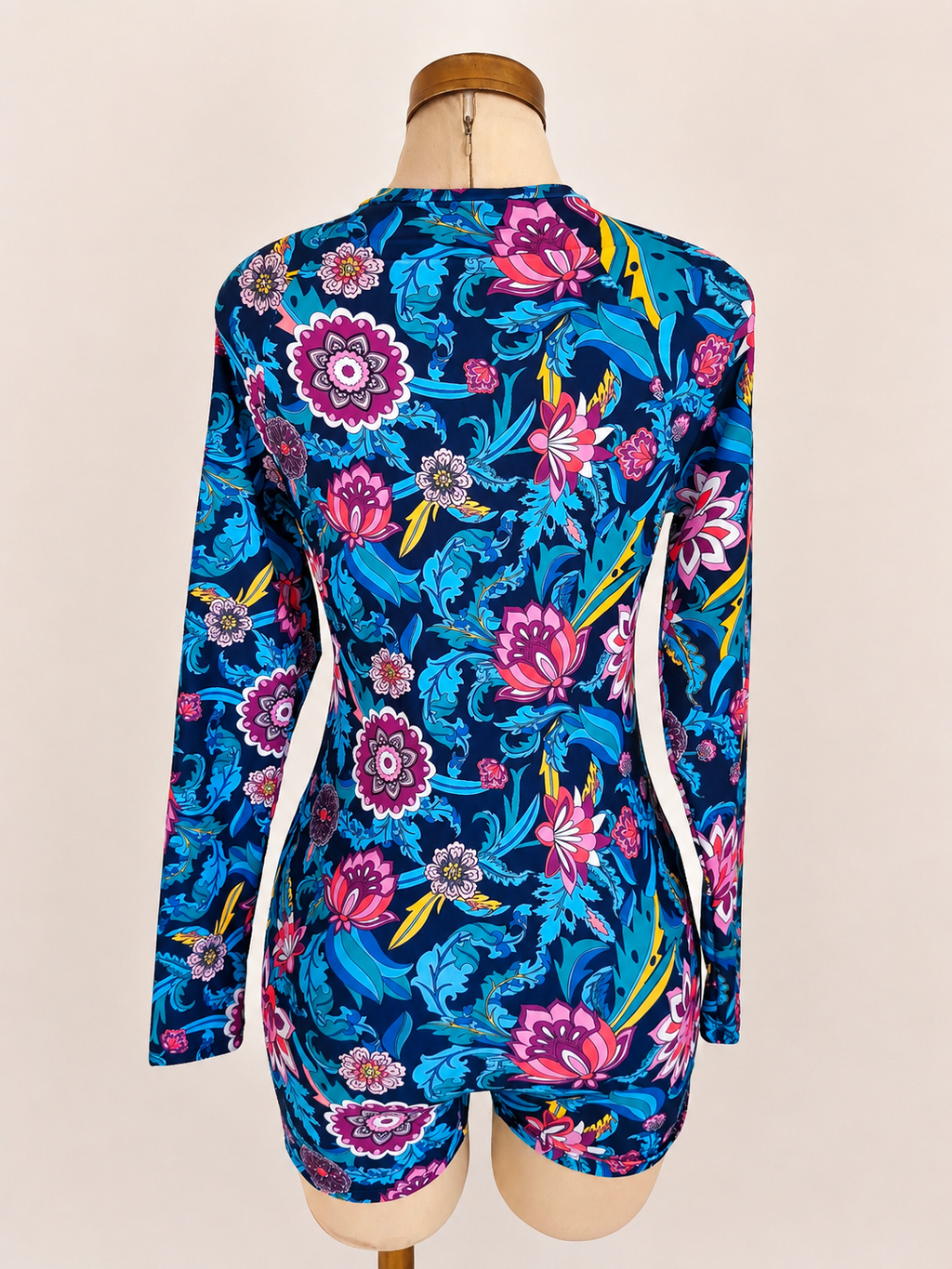 Traje de baño de 1 pieza, con estampado floral, manga larga - imagen 2