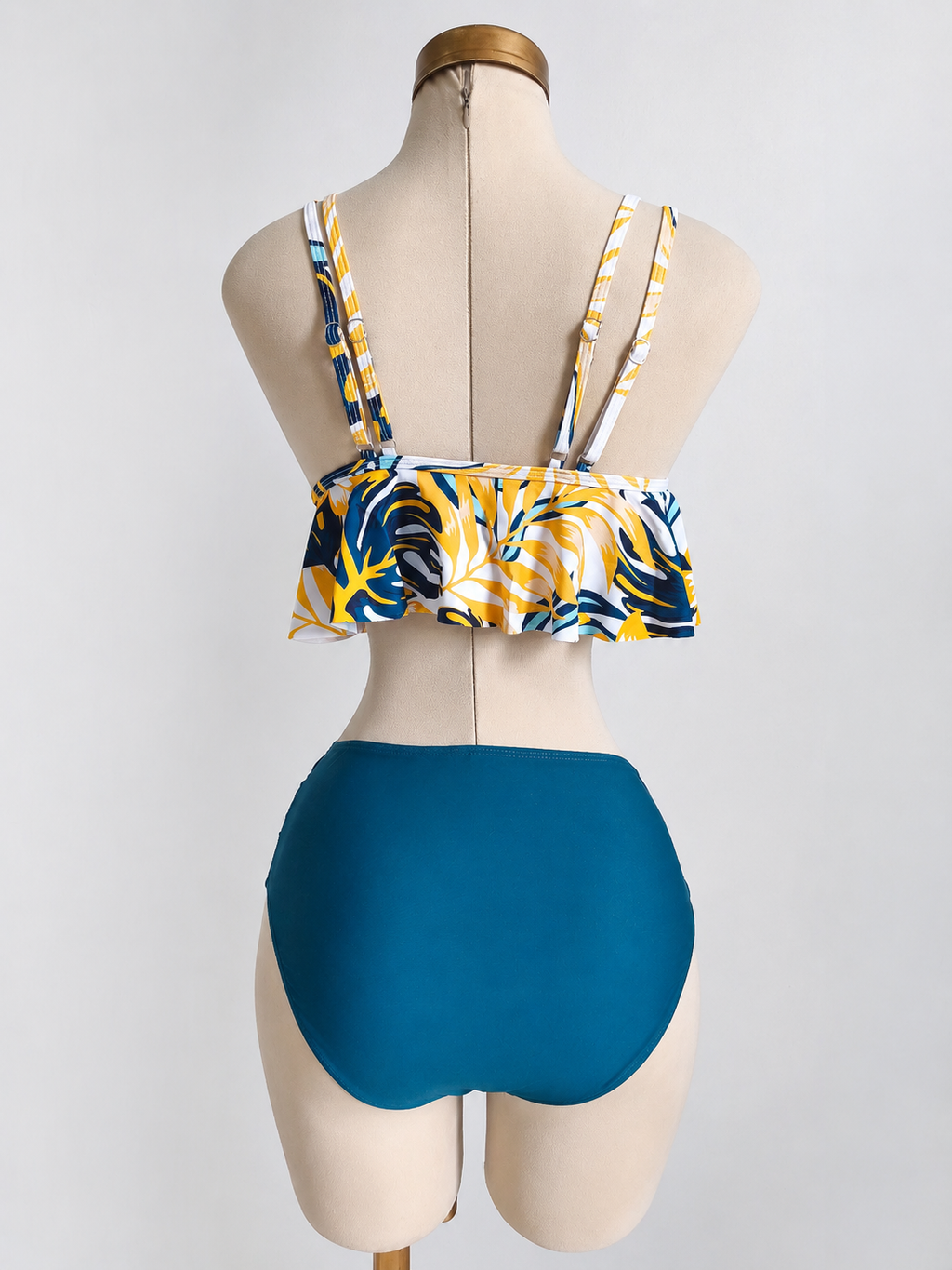 Traje de baño con estampado tropical fruncido talle alto - imagen 2