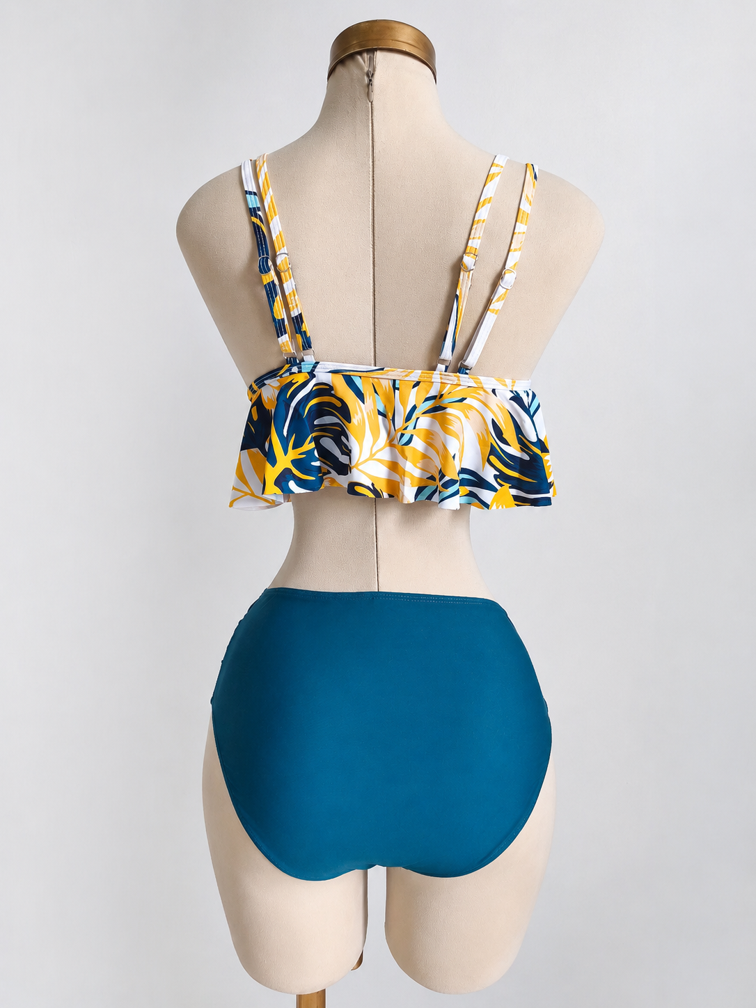 Traje de baño con estampado tropical fruncido talle alto - imagen 2