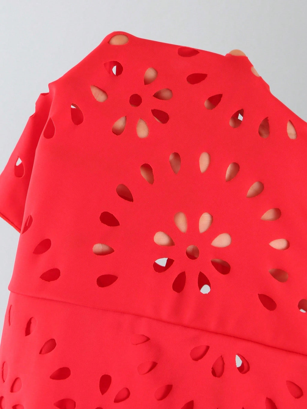 Traje de baño de 2 piezas con falda, de cuello en V, color rojo - imagen 8