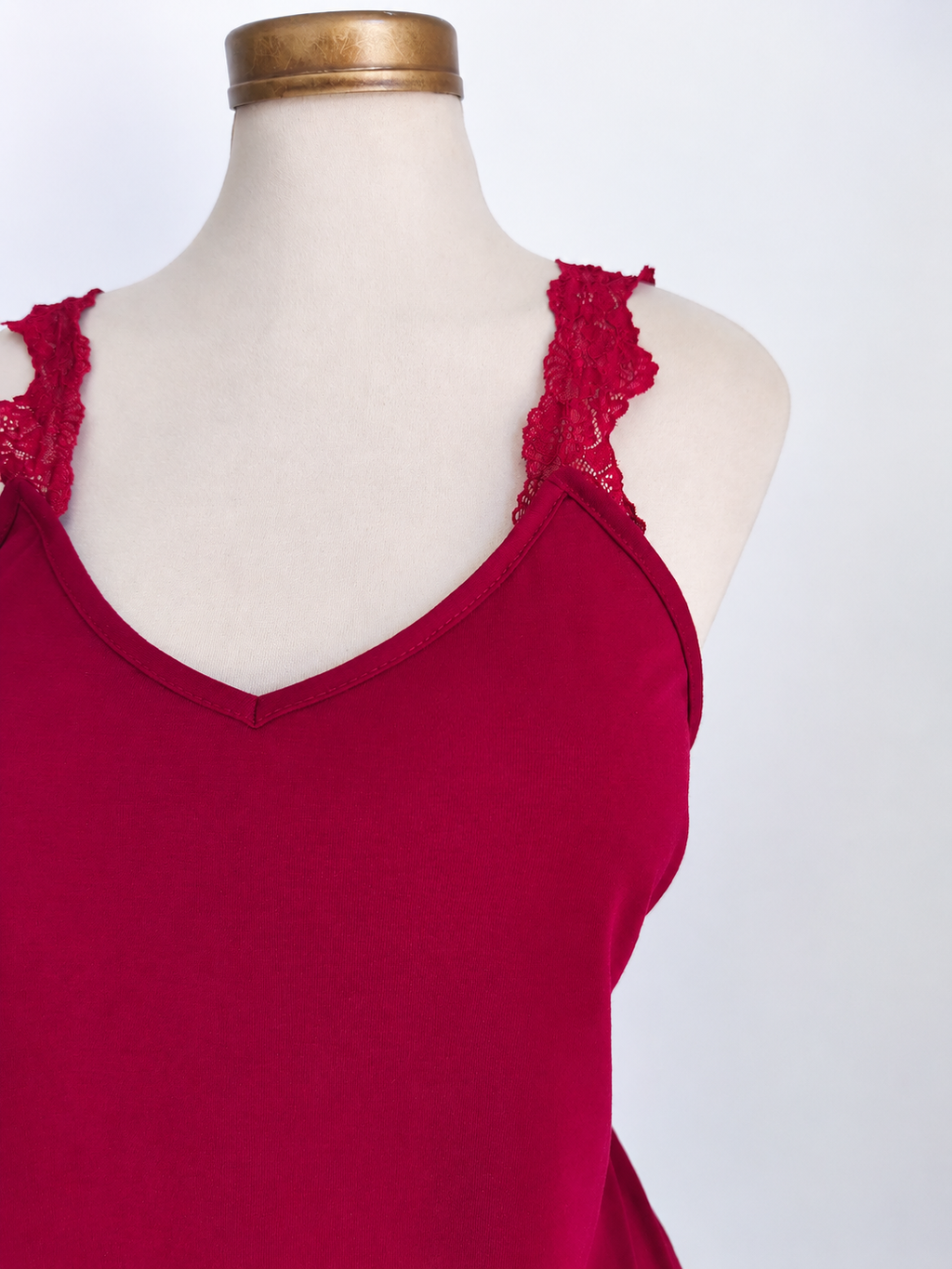 Camisón liso con parches de encaje - imagen 3