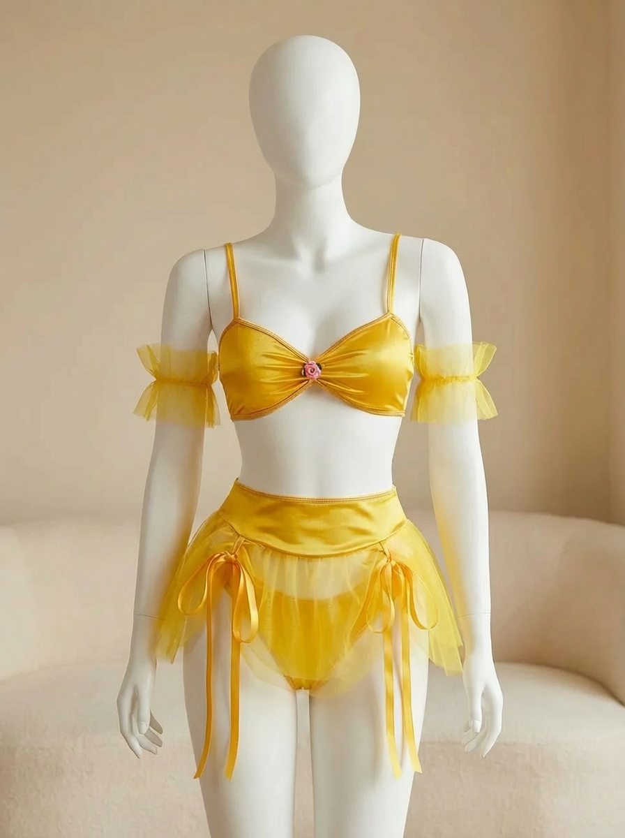 Conjunto de lencería, disfraz, color amarillo - imagen 3
