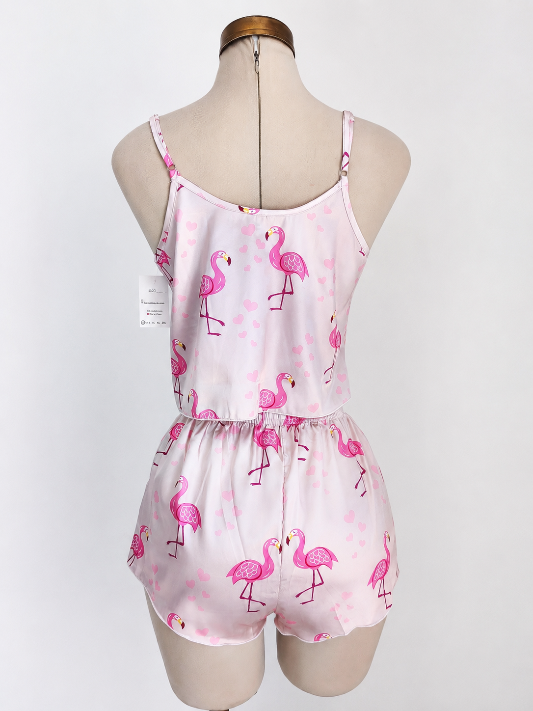 Conjunto de pijama con top camiseta de satén y shorts con estampado de - imagen 2