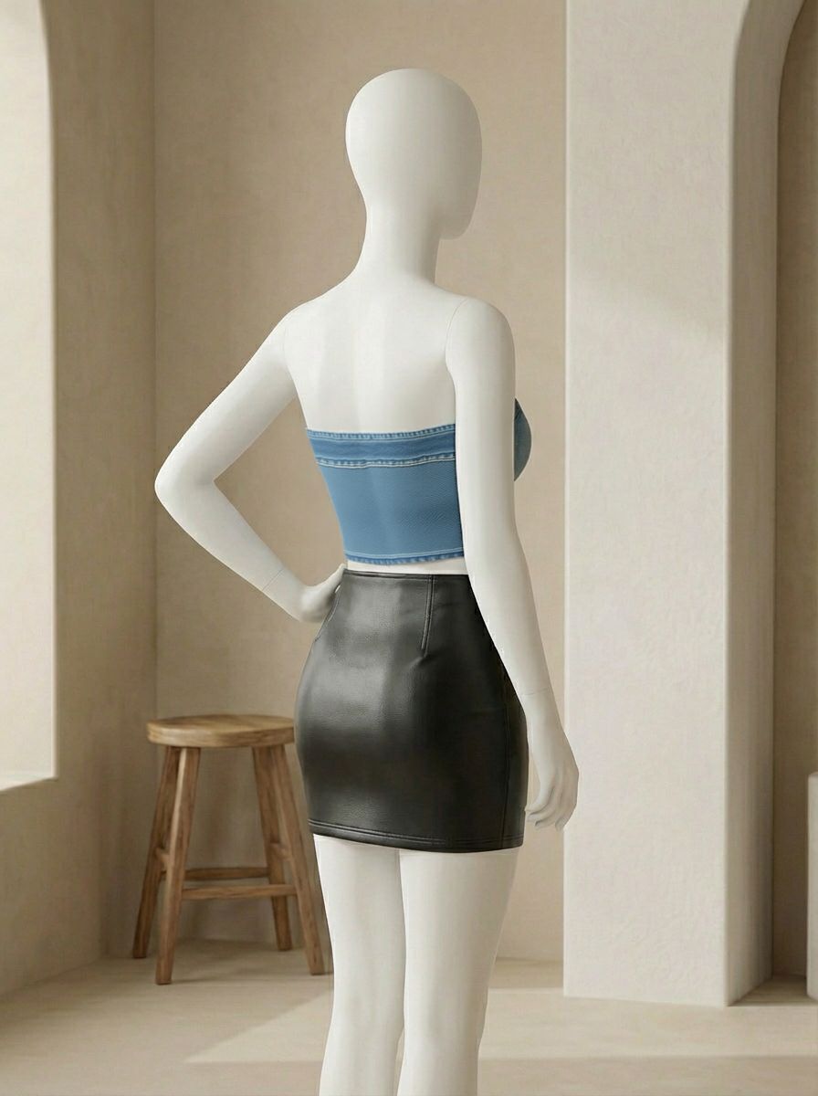Top de punto con estampado de mezclilla - imagen 2