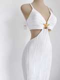 Vestido blanco para playa, con detalle de estrella