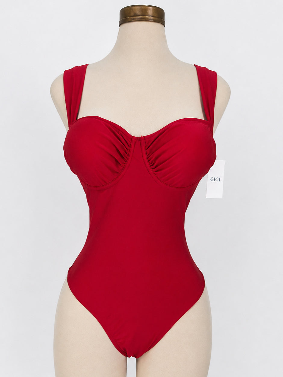Traje de baño RUBÍ de una pieza rojo con ajuste en la espalda
