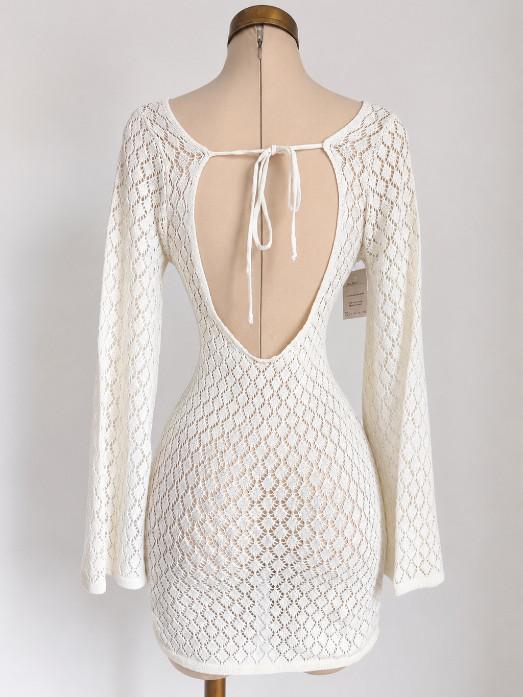 Vestido tejido de manga larga y liso - imagen 2