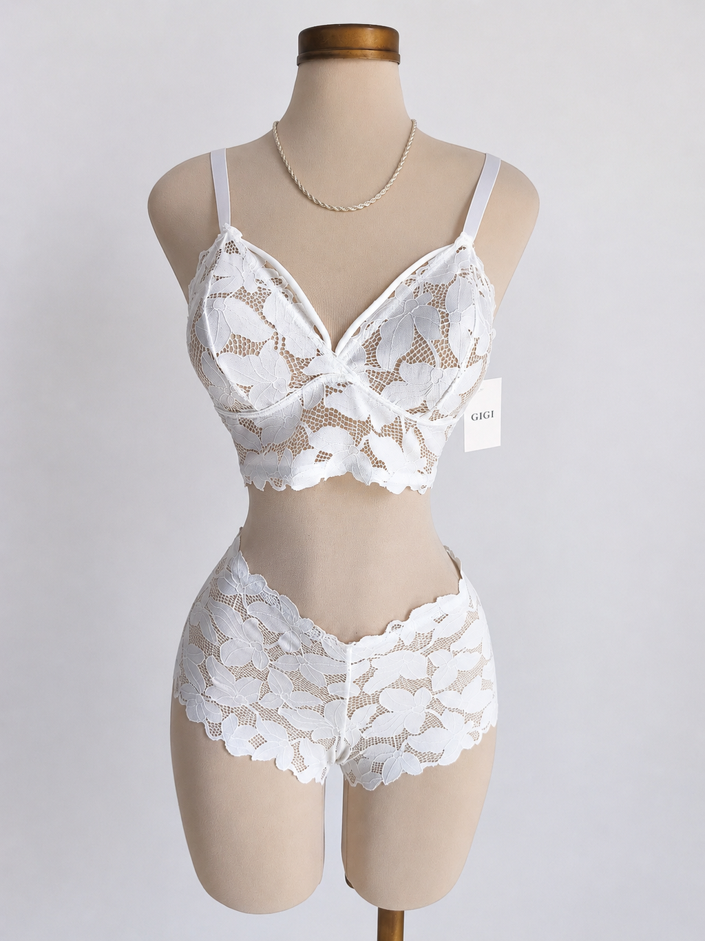Conjunto de Lencería, cachetero y top, color blanco, Talla Grande