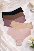 Conjunto de 5 piezas de ropa interior femenina sin costuras, braga invisible