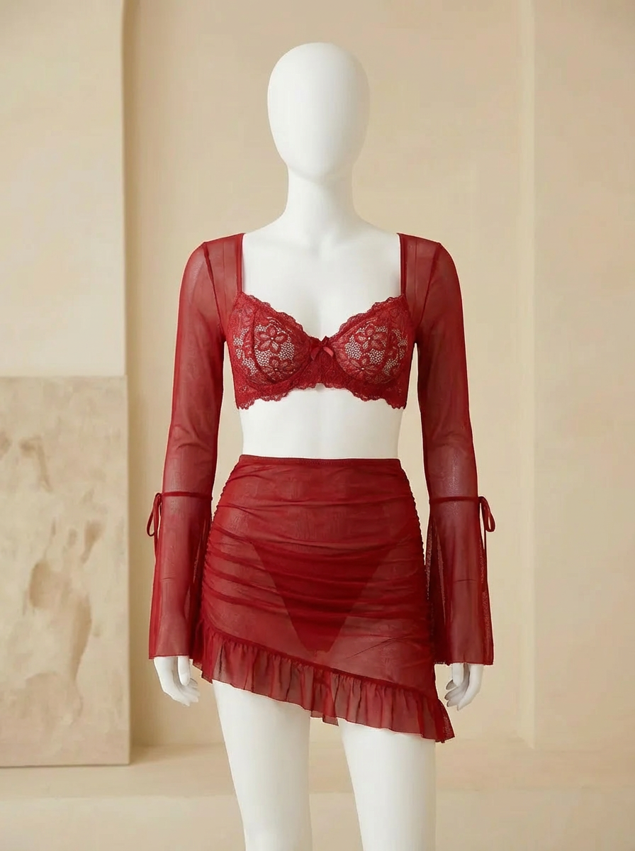 Conjunto de 3 piezas: Lencería Camiseta sin mangas con aros - imagen 3