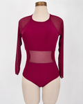 Traje de baño de 1 pieza con cuello redondo, mangas raglán, ajustable