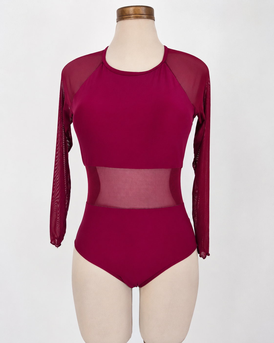Traje de baño de 1 pieza con cuello redondo, mangas raglán, ajustable