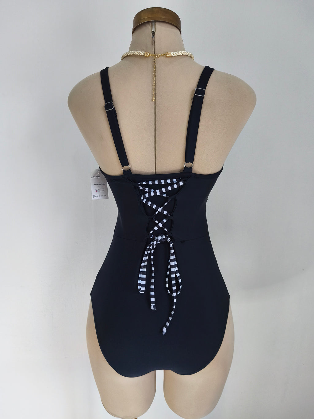 Traje de baño de 1 pieza a rayas Noir Riviera con ajuste en la espalda - imagen 2