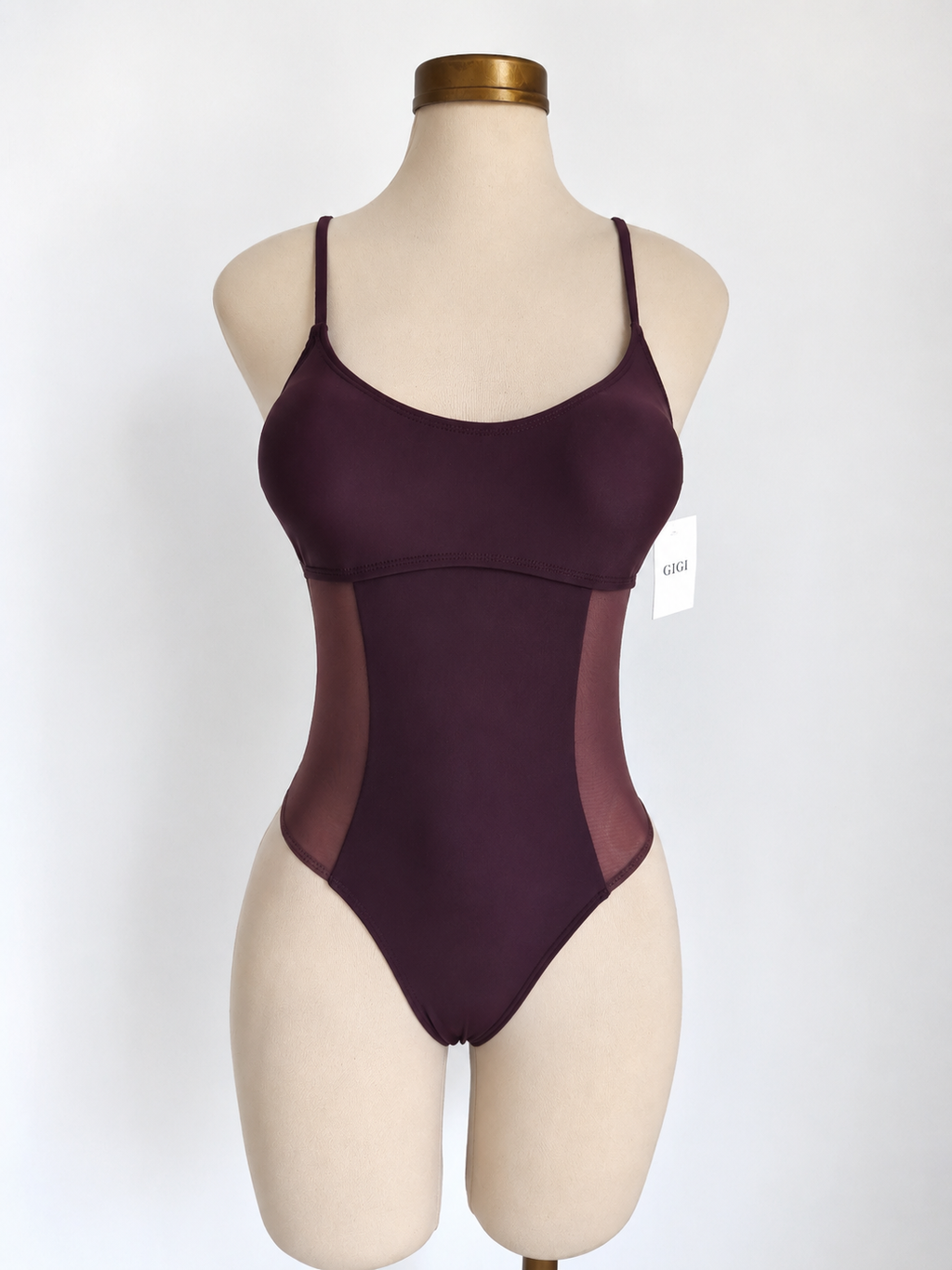 Traje de baño de 1 pieza color café con ajuste en la espalda
