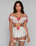Conjunto disfraz de enfermera rojo y blanco 4 piezas