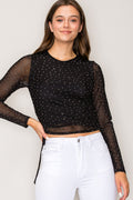 Top de malla con cordón · Negro