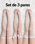 Set de 3 pares de medias blancas, accesorio para lencería o disfraz