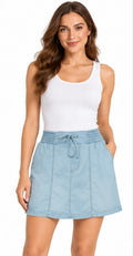Falda pantalón de mezclilla · Celeste