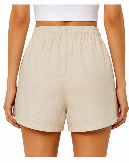 Shorts con cordón · Beige liso