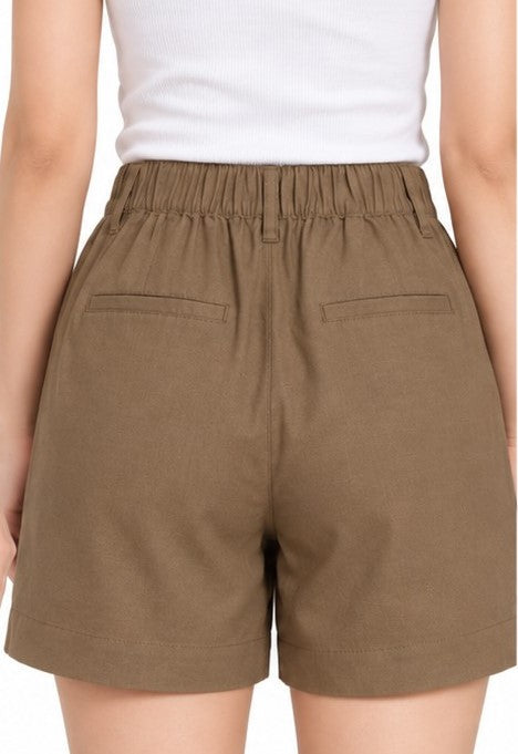 Short de lino · Café tostado