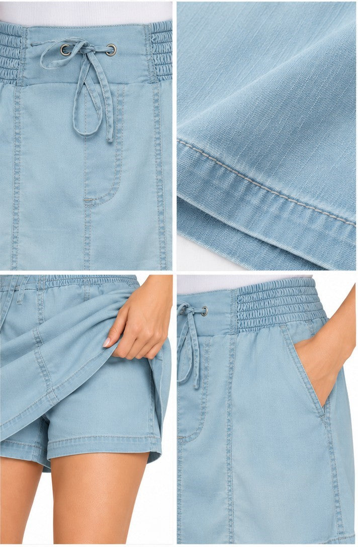 Falda pantalón de mezclilla · Celeste