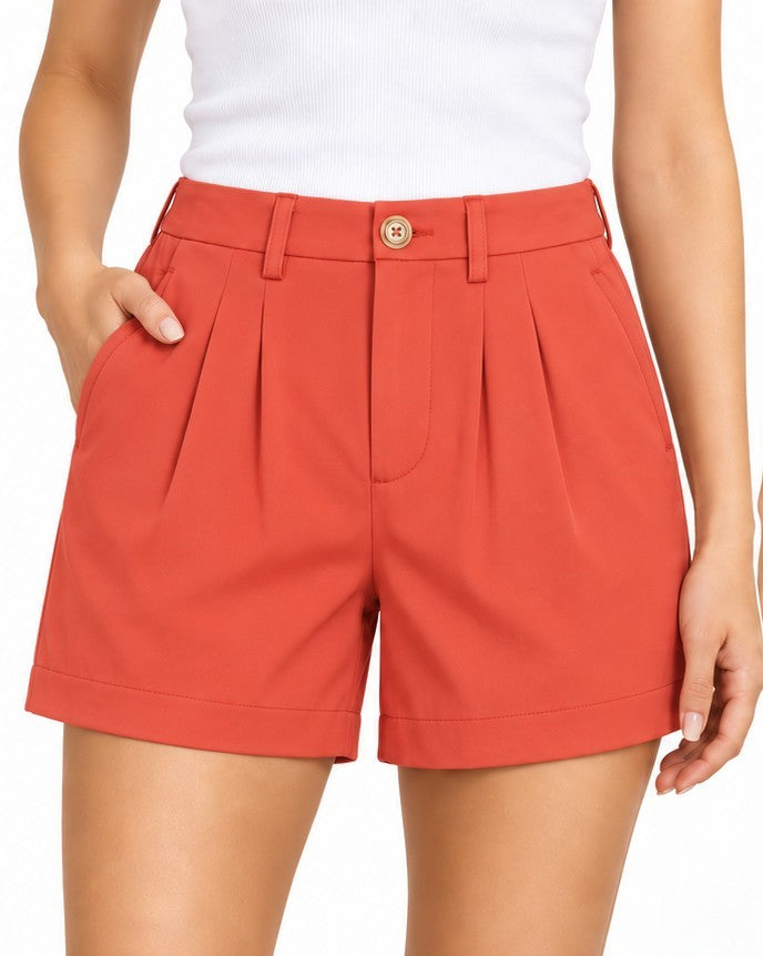 Shorts de satén · Coral y naranja