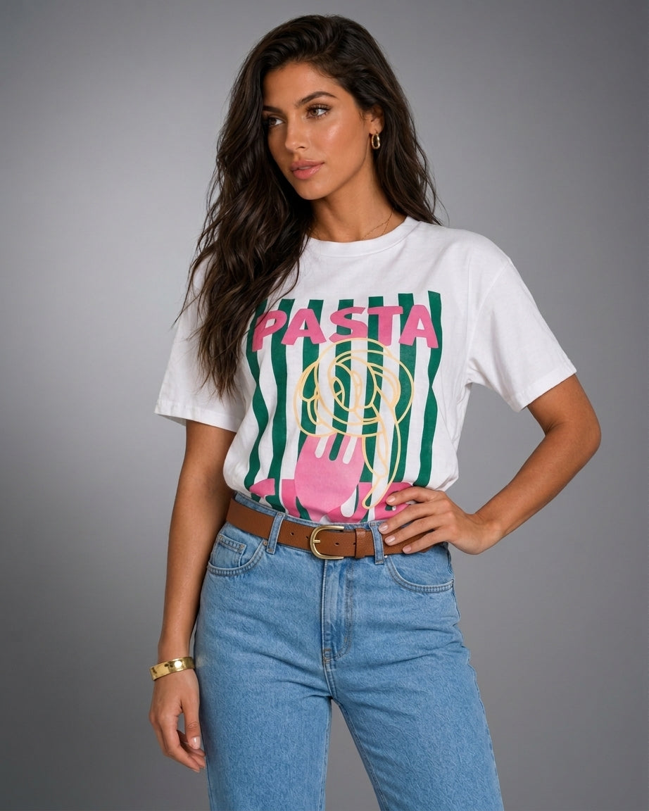 Camiseta blanca para amantes de la pasta, entusiastas de la cocina y foodies