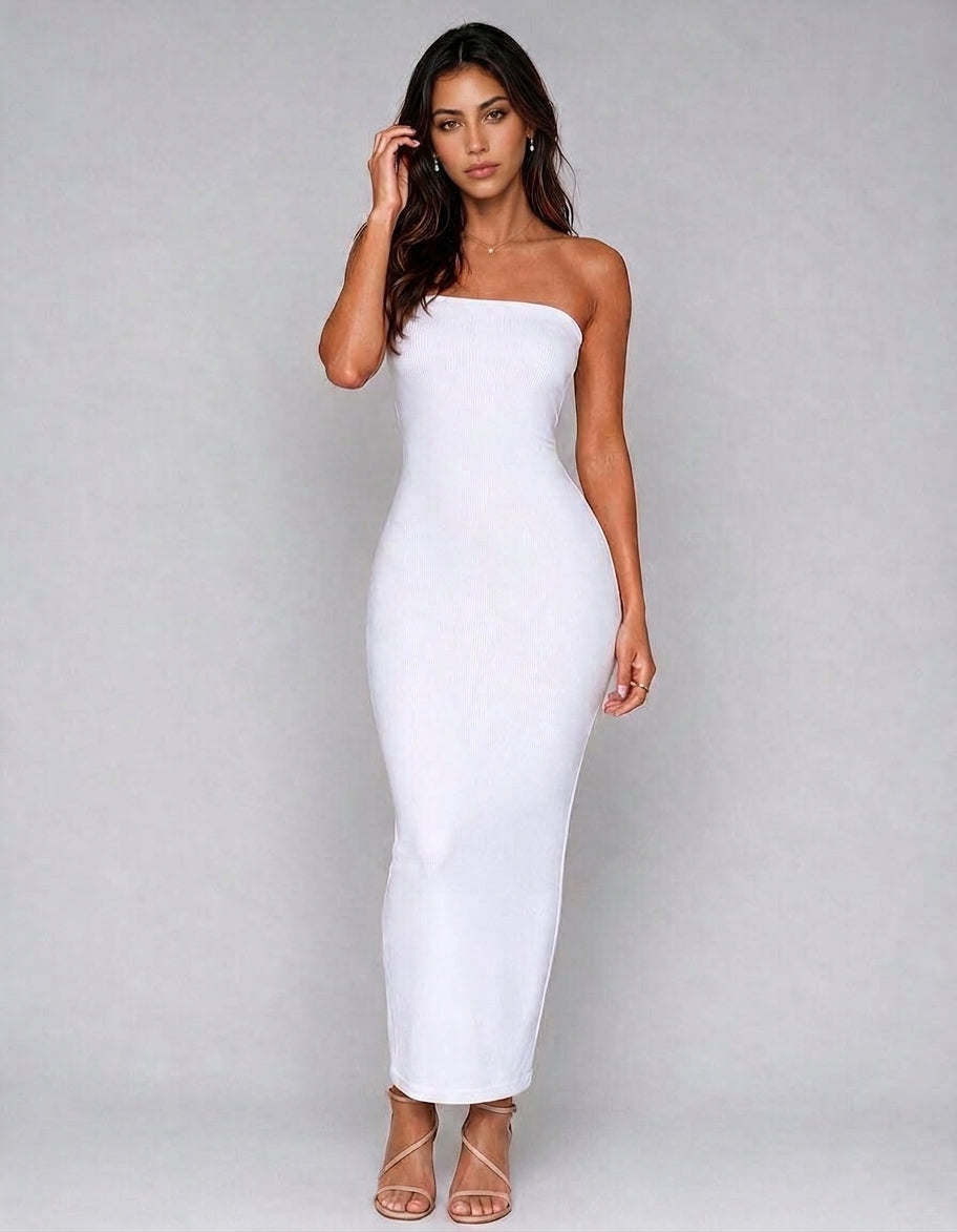 Vestido largo tubo de poliéster de doble capa