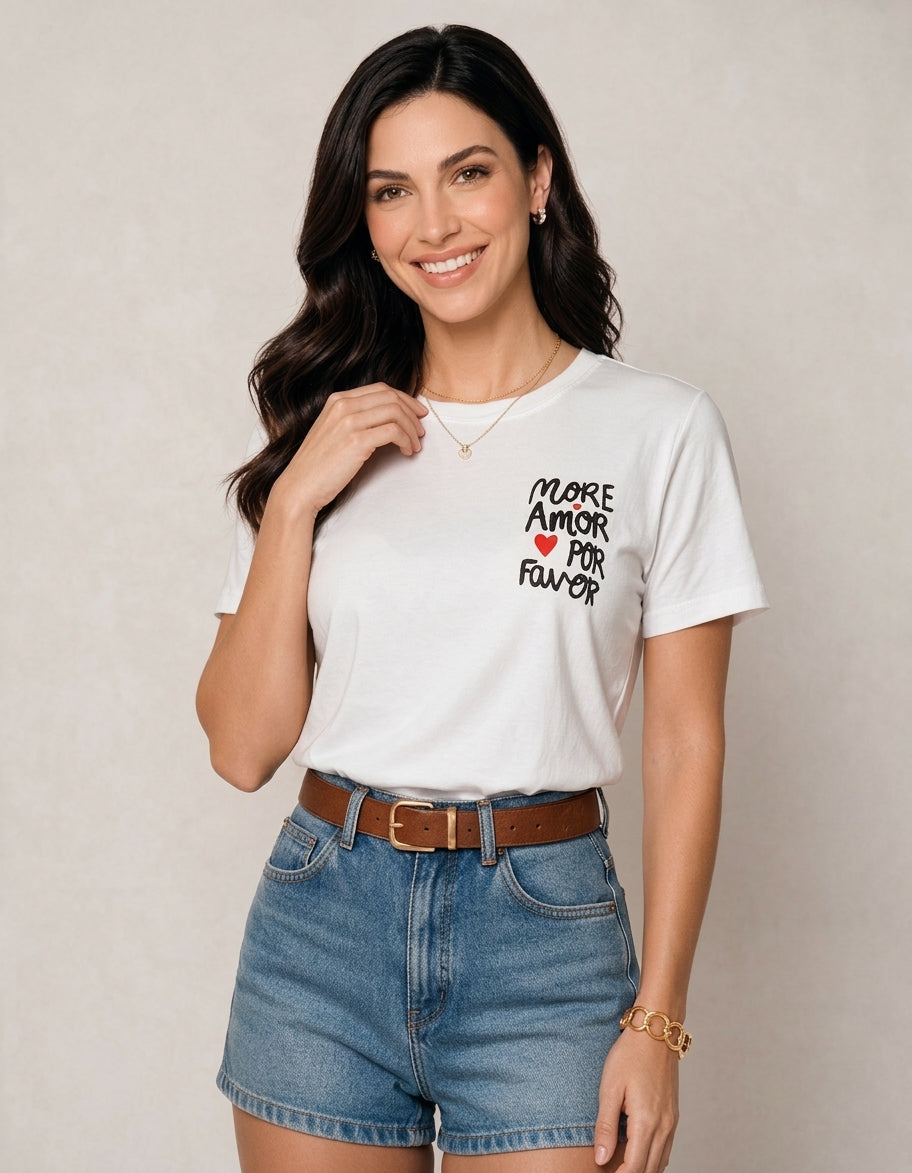 Camiseta con cuello redondo, More Amor por favor