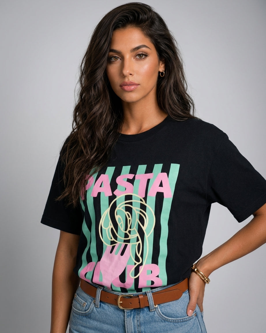Camiseta negra para amantes de la pasta